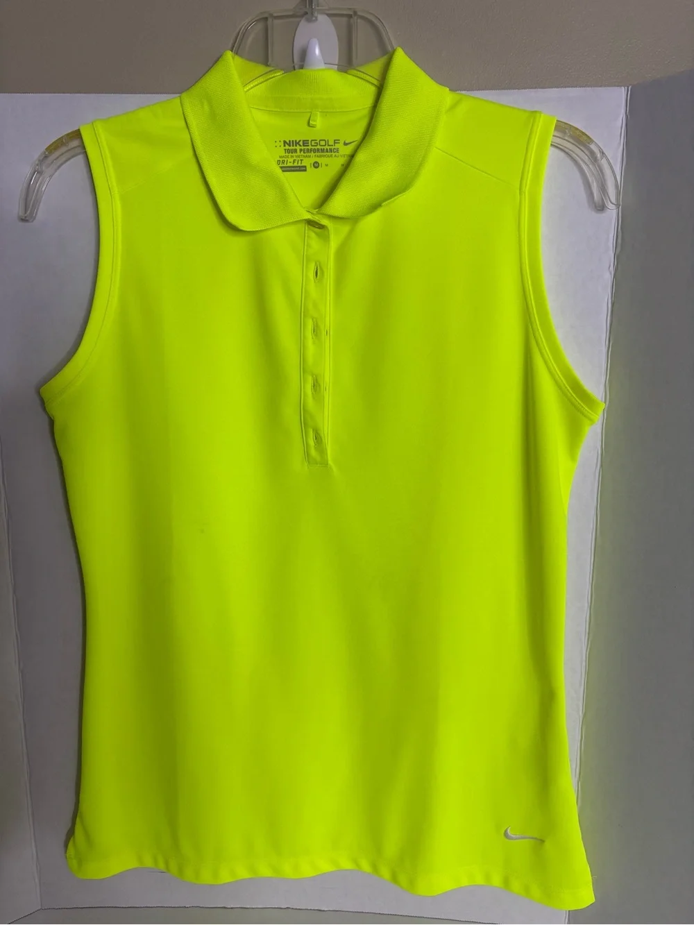 Nike Neon Yellow Sleeveless Golf Polo Top
